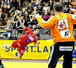 24.11.2011, Krems, Handball, Handball Liga Austria, HLA, UHK Krems, Fivers WAT Margareten, <br>SCHOPF Tobias, BILYK Sergiy<br><br><br>Copyright DIENER / Zierlinger Karl<br>Marktgasse 3-7 / 4 / 5 / 21<br>A-1090 Wien<br>Telefax +43 1 955 32 35<br>Mobil +43 676 629 98 51<br>BA-CA<br>Bank Nr. 12000<br>Account Nr. 00712 223 783<br>e-mail: agentur@diener.at<br>Datenbank: www.diener.at