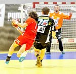 24.11.2011, Krems, Handball, Handball Liga Austria, HLA, UHK Krems, Fivers WAT Margareten, <br>SCHOPF Tobias, FUGER Martin,  BILYK Sergiy<br><br><br>Copyright DIENER / Zierlinger Karl<br>Marktgasse 3-7 / 4 / 5 / 21<br>A-1090 Wien<br>Telefax +43 1 955 32 35<br>Mobil +43 676 629 98 51<br>BA-CA<br>Bank Nr. 12000<br>Account Nr. 00712 223 783<br>e-mail: agentur@diener.at<br>Datenbank: www.diener.at