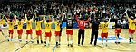 13.11.2011<br>UHK Krems - ULZ Schwaz/34:26 (15:14)<br>UHK Krems Spieler vor Fan Tribuene<br>